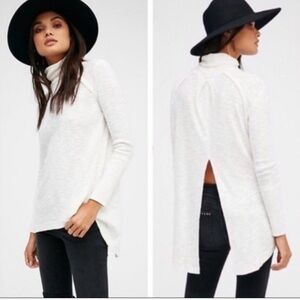 Free People Tara Slit Back Turtleneck Top